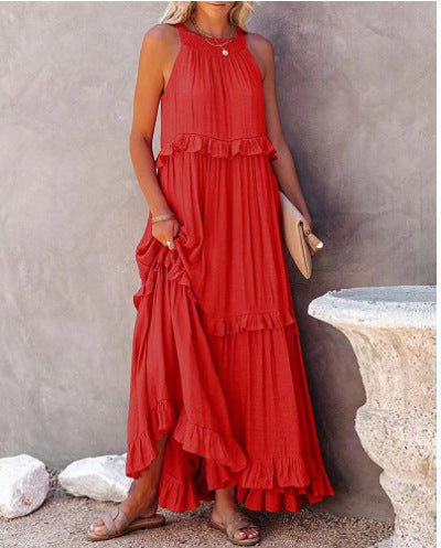 Halter Maxi Dress - Tiered Ruffle Boho