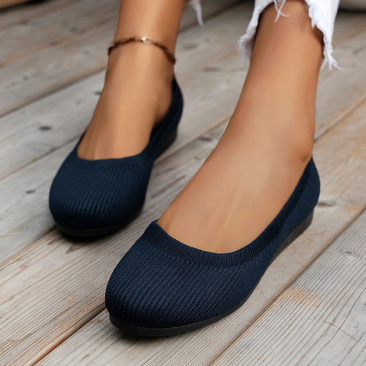 Women's Knit Ballet Flats Slip On Comfort Flat Shoes Breathable Casual