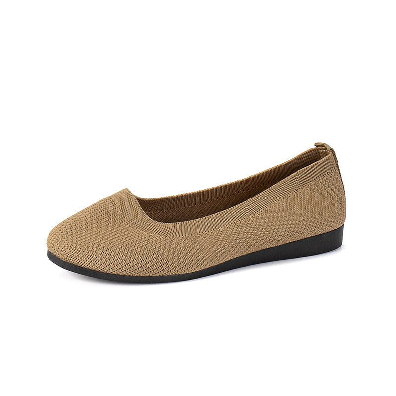 Women's Knit Ballet Flats Slip On Comfort Flat Shoes Breathable Casual