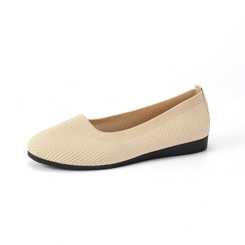 Women's Knit Ballet Flats Slip On Comfort Flat Shoes Breathable Casual