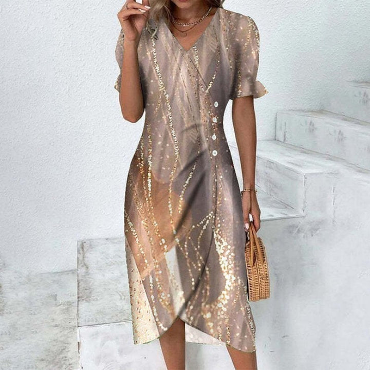 Floral Midi Dress - V Neck Wrap Button Front