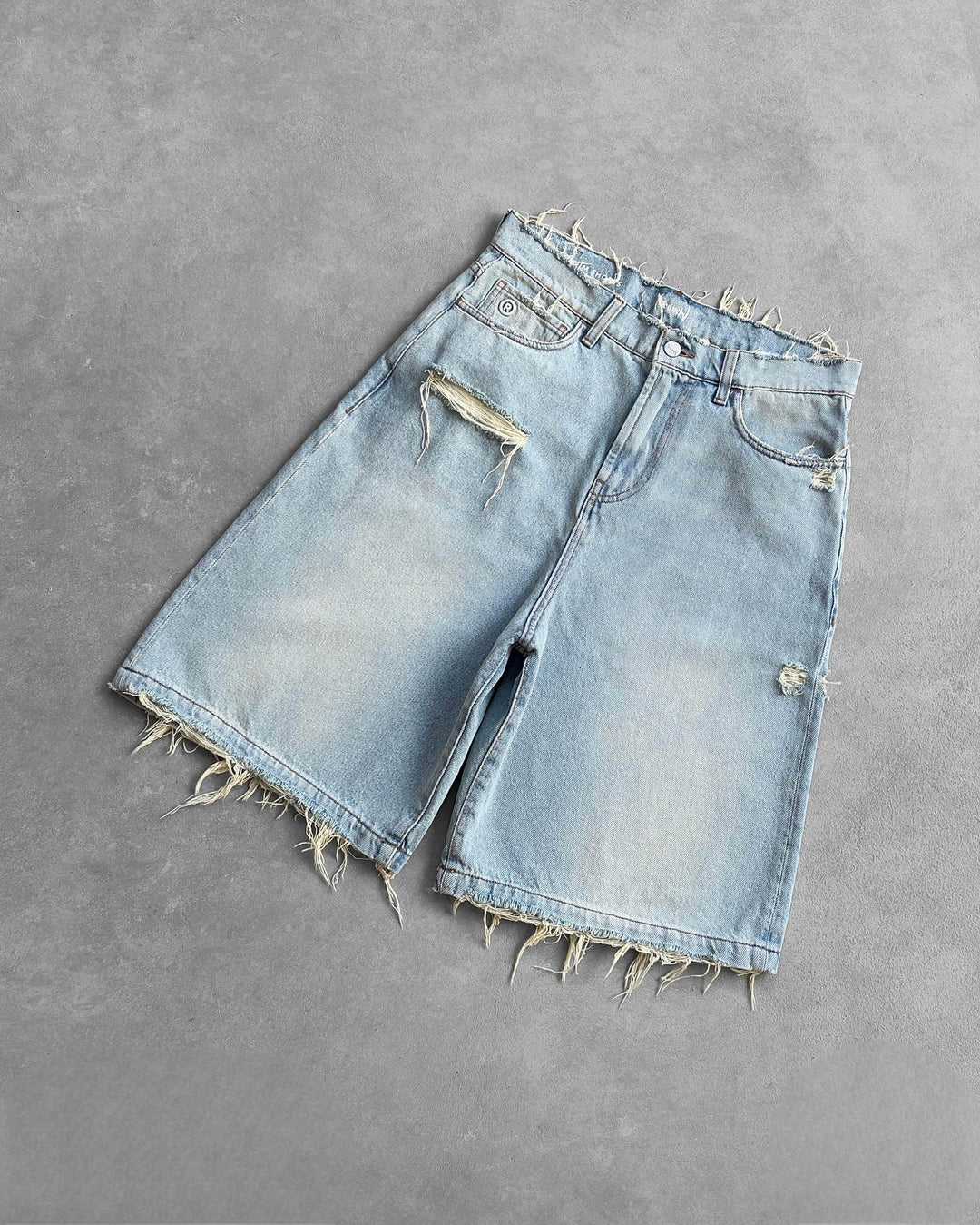 Baggy Denim Shorts - High Waisted Distressed Jorts