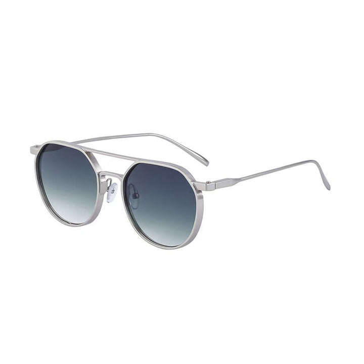 Round Aviator Sunglasses - Double Bridge Geometric