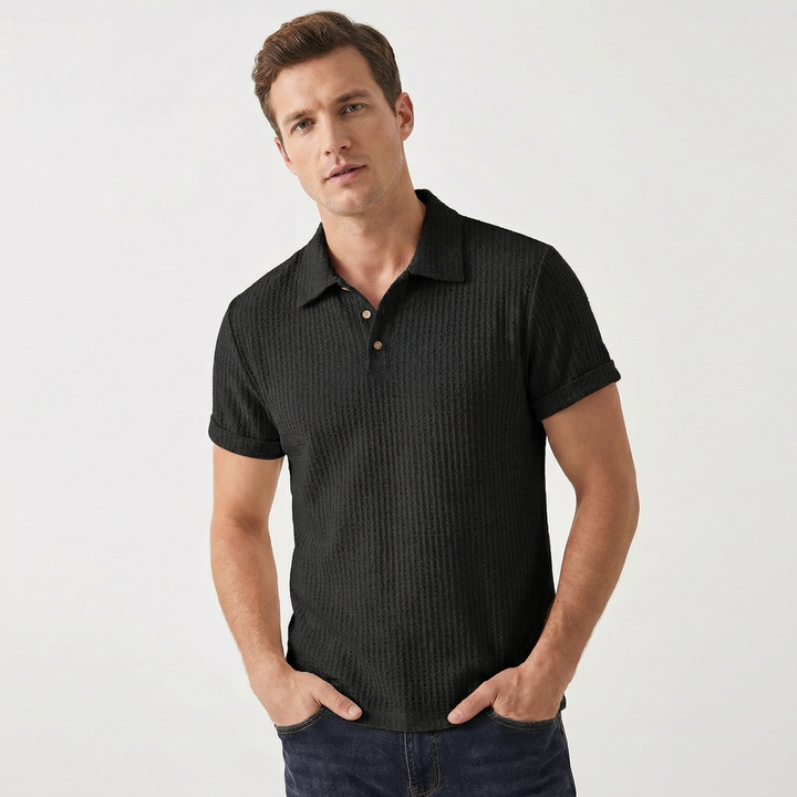 Crochet Polo Shirt Men - Open Knit Short Sleeve Summer Top