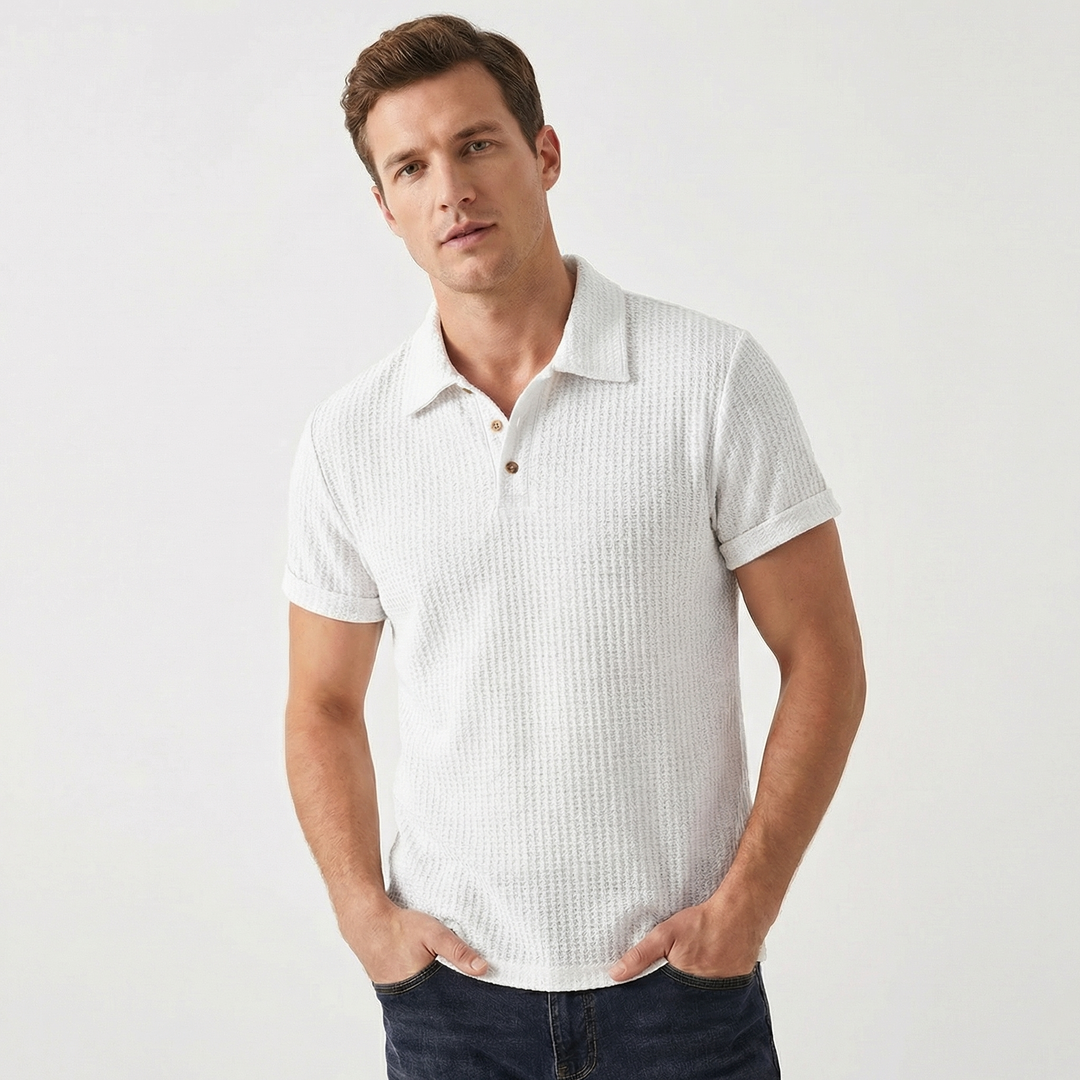 Crochet Polo Shirt Men - Open Knit Short Sleeve Summer Top