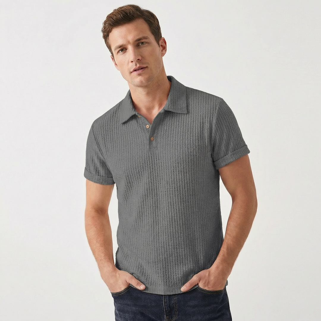 Crochet Polo Shirt Men - Open Knit Short Sleeve Summer Top