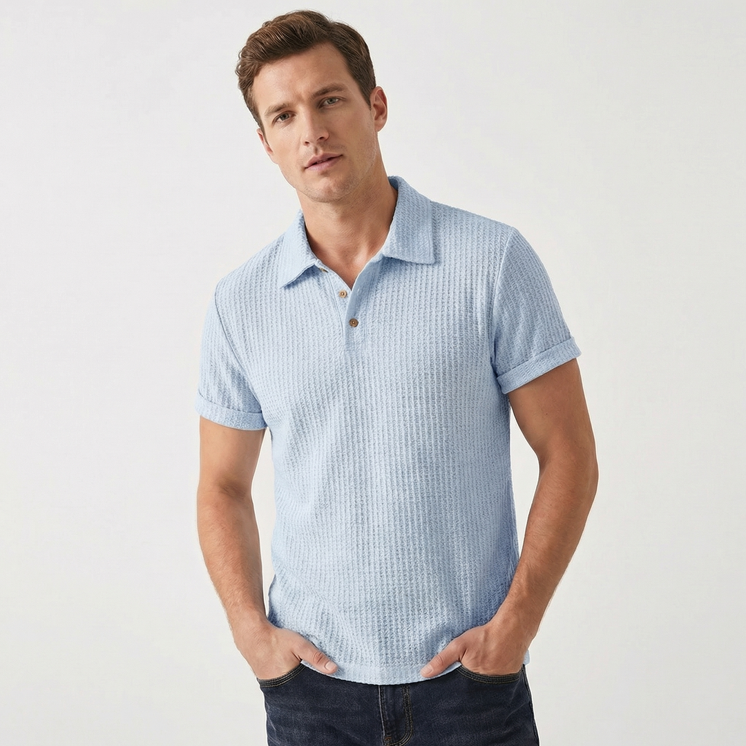 Crochet Polo Shirt Men - Open Knit Short Sleeve Summer Top