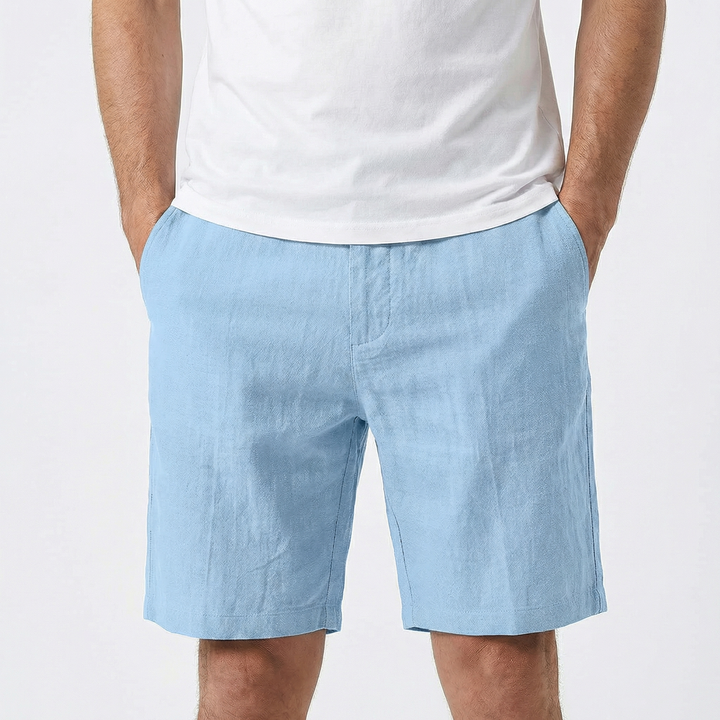 Linen Shorts Men - Pull On Elastic Waist Casual Summer Shorts
