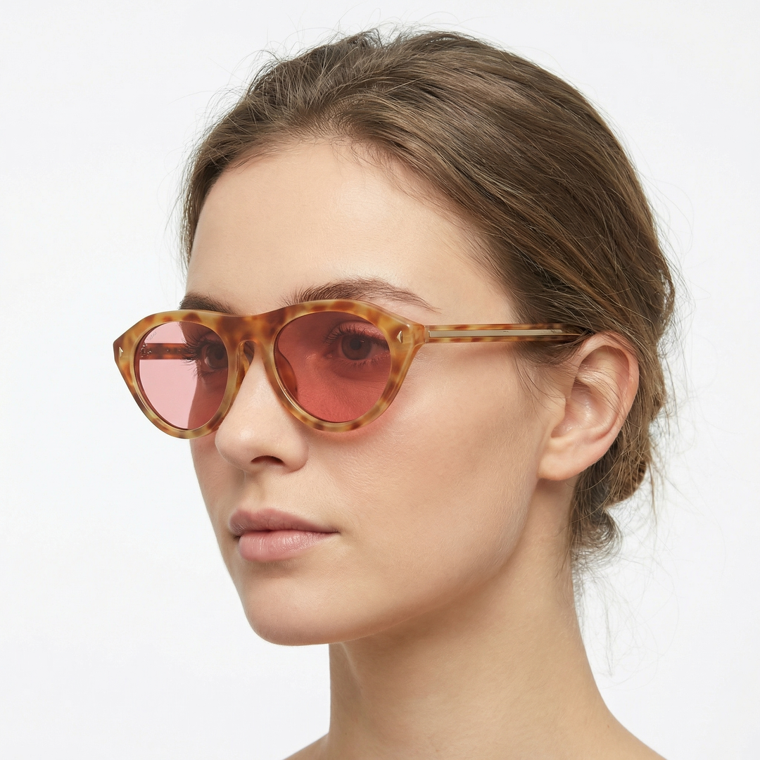 Retro Oval Sunglasses - Keyhole Bridge Tinted