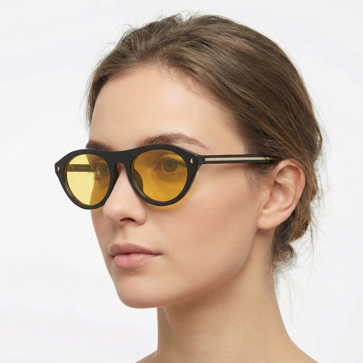 Retro Oval Sunglasses - Keyhole Bridge Tinted