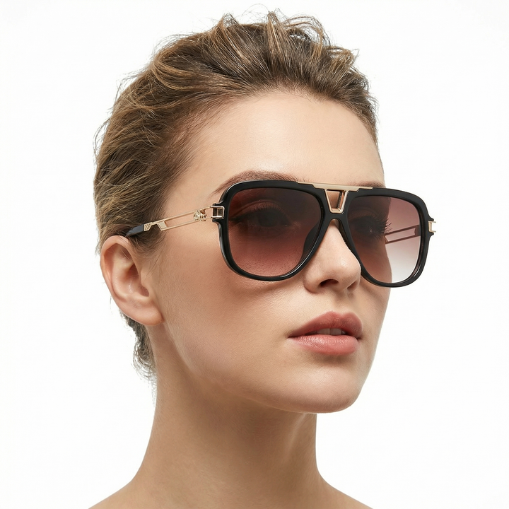 Oversized Aviator Sunglasses - Square Pilot Frame