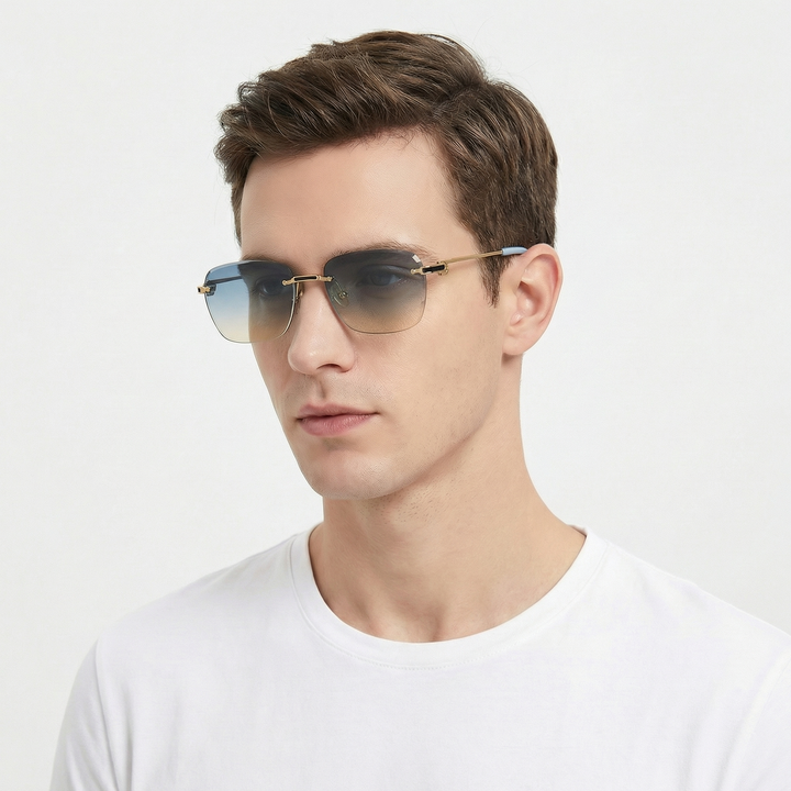 Rimless Square Sunglasses - Gradient Lens Pilot