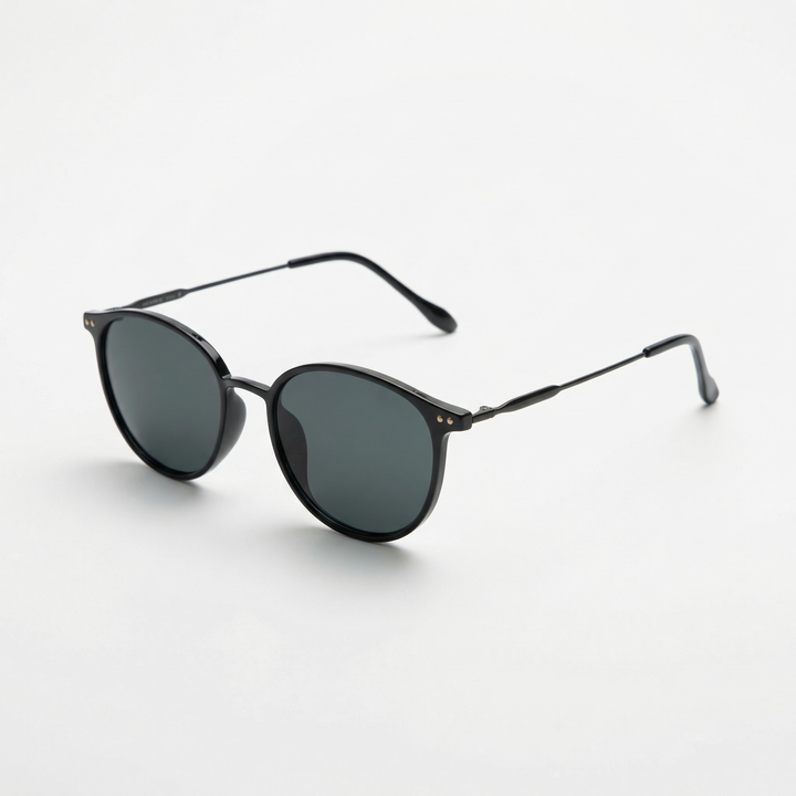 Round Sunglasses - Slim Metal Temple Classic