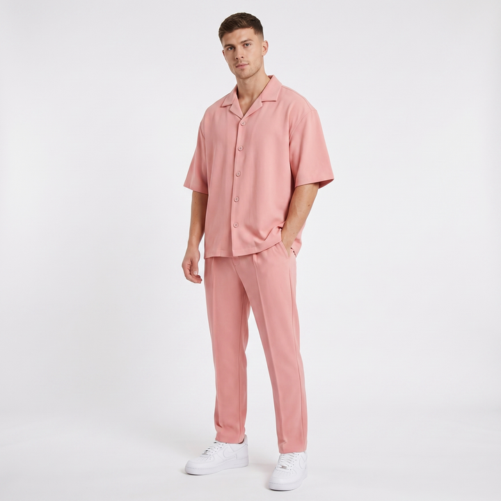 Men's Co Ord Set - Revere Collar Shirt Tailored Pants