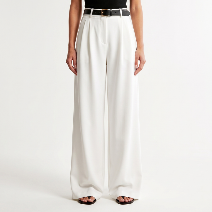 Wide Leg Pants Women - High Waisted Pleated Tailored Trousers