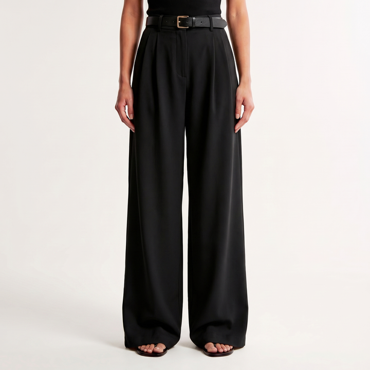 Wide Leg Pants Women - High Waisted Pleated Tailored Trousers