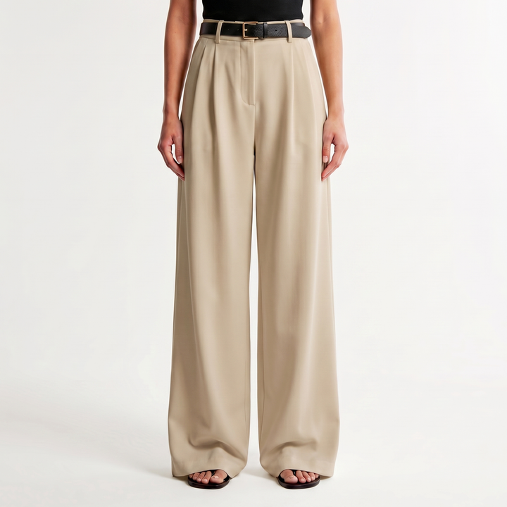 Wide Leg Pants Women - High Waisted Pleated Tailored Trousers