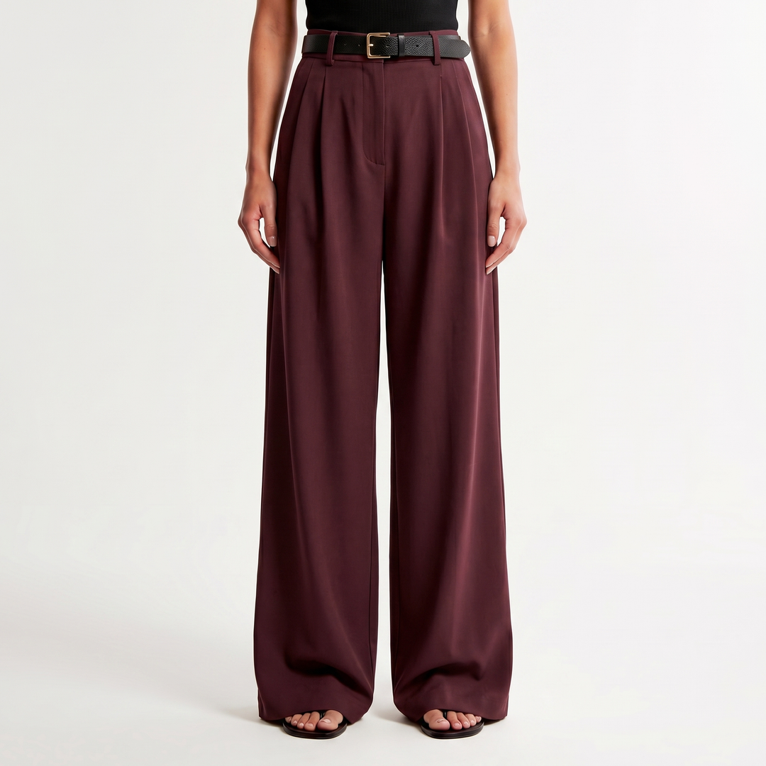 Wide Leg Pants Women - High Waisted Pleated Tailored Trousers