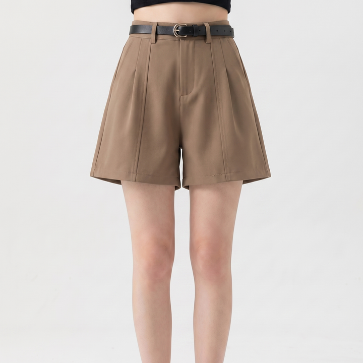 High Waisted Tailored Shorts Women - Pleated Wide Leg Dress Shorts