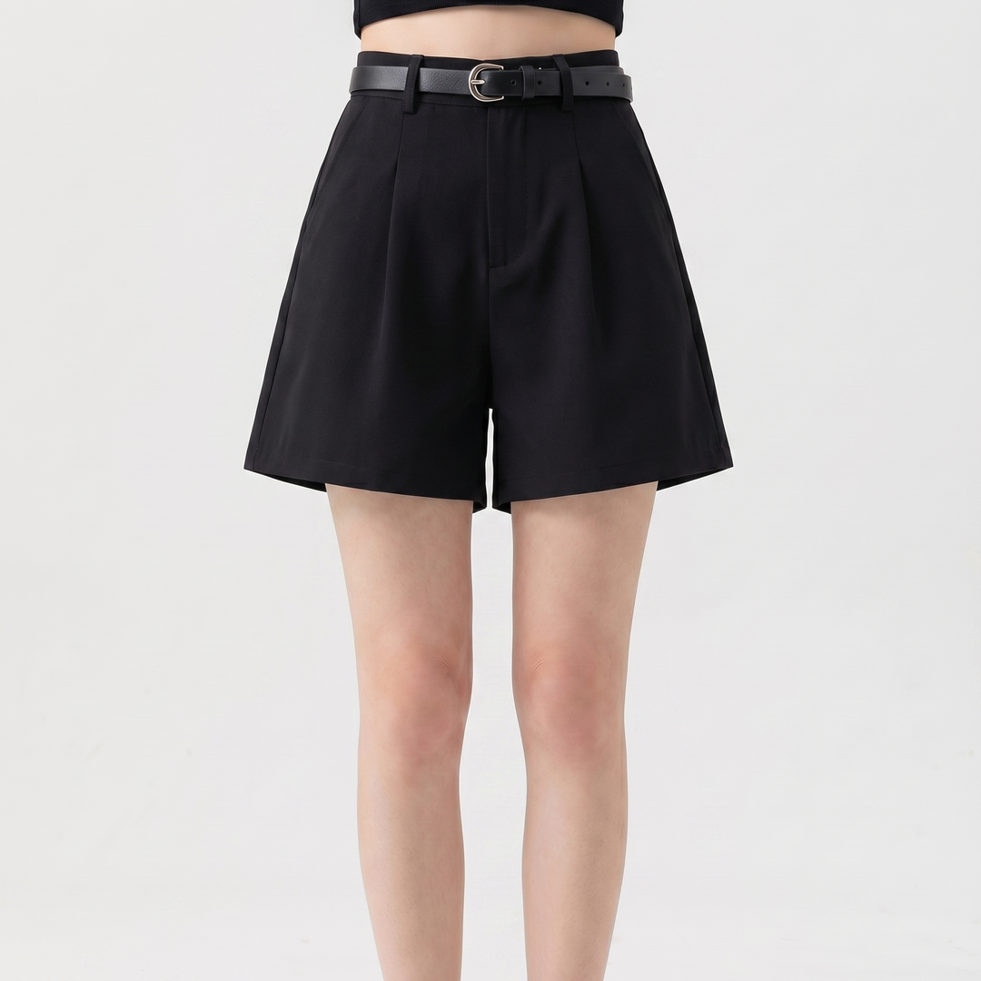 High Waisted Tailored Shorts Women - Pleated Wide Leg Dress Shorts