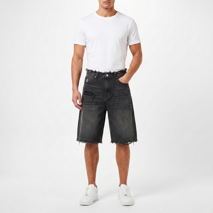 Baggy Denim Shorts - High Waisted Distressed Jorts