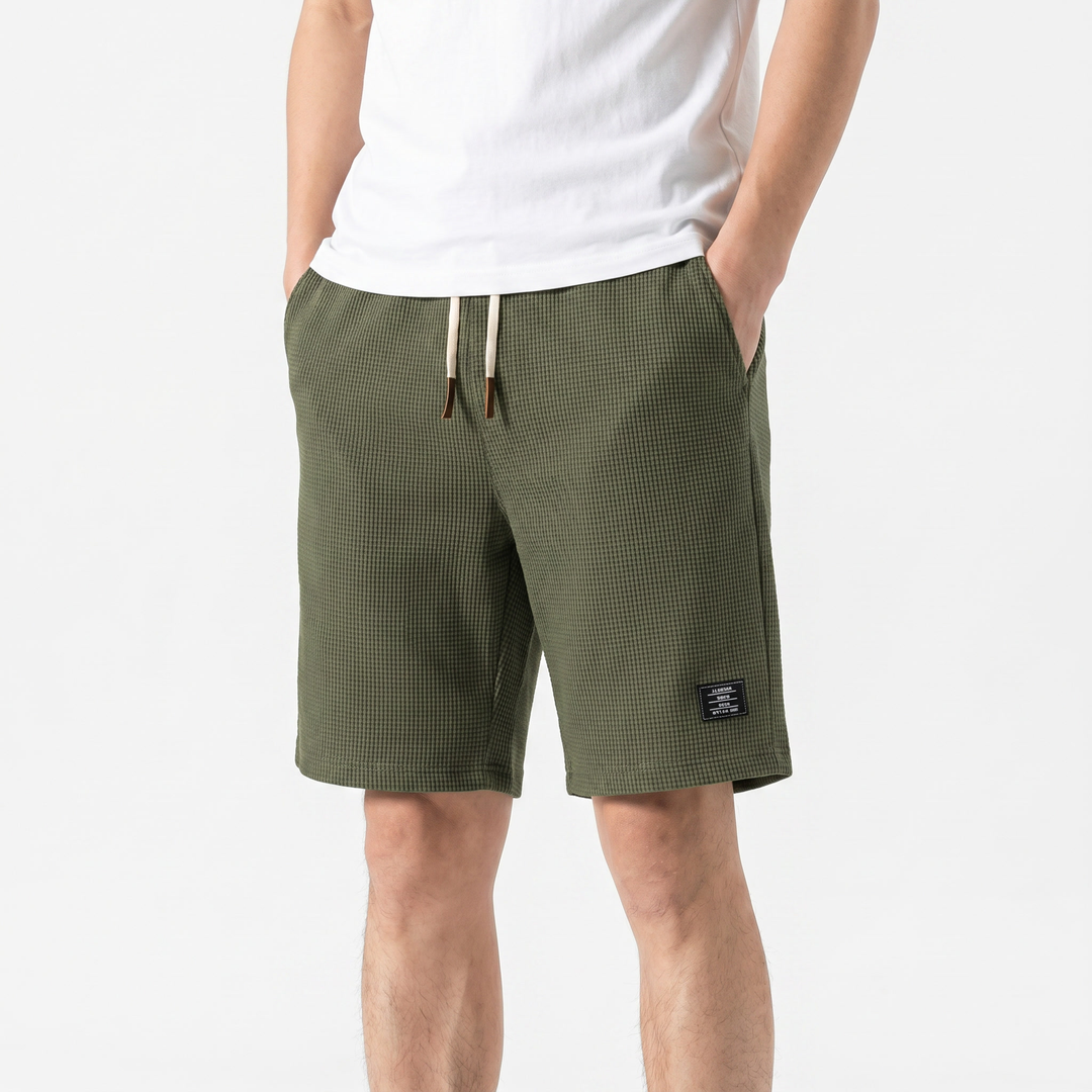 Mens Waffle Knit Shorts - Drawstring Casual Summer Shorts