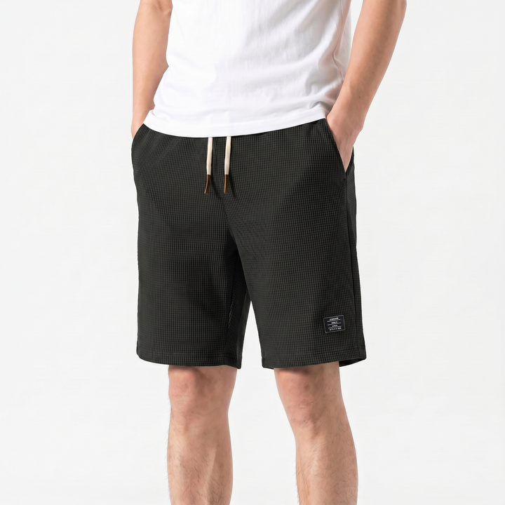 Mens Waffle Knit Shorts - Drawstring Casual Summer Shorts