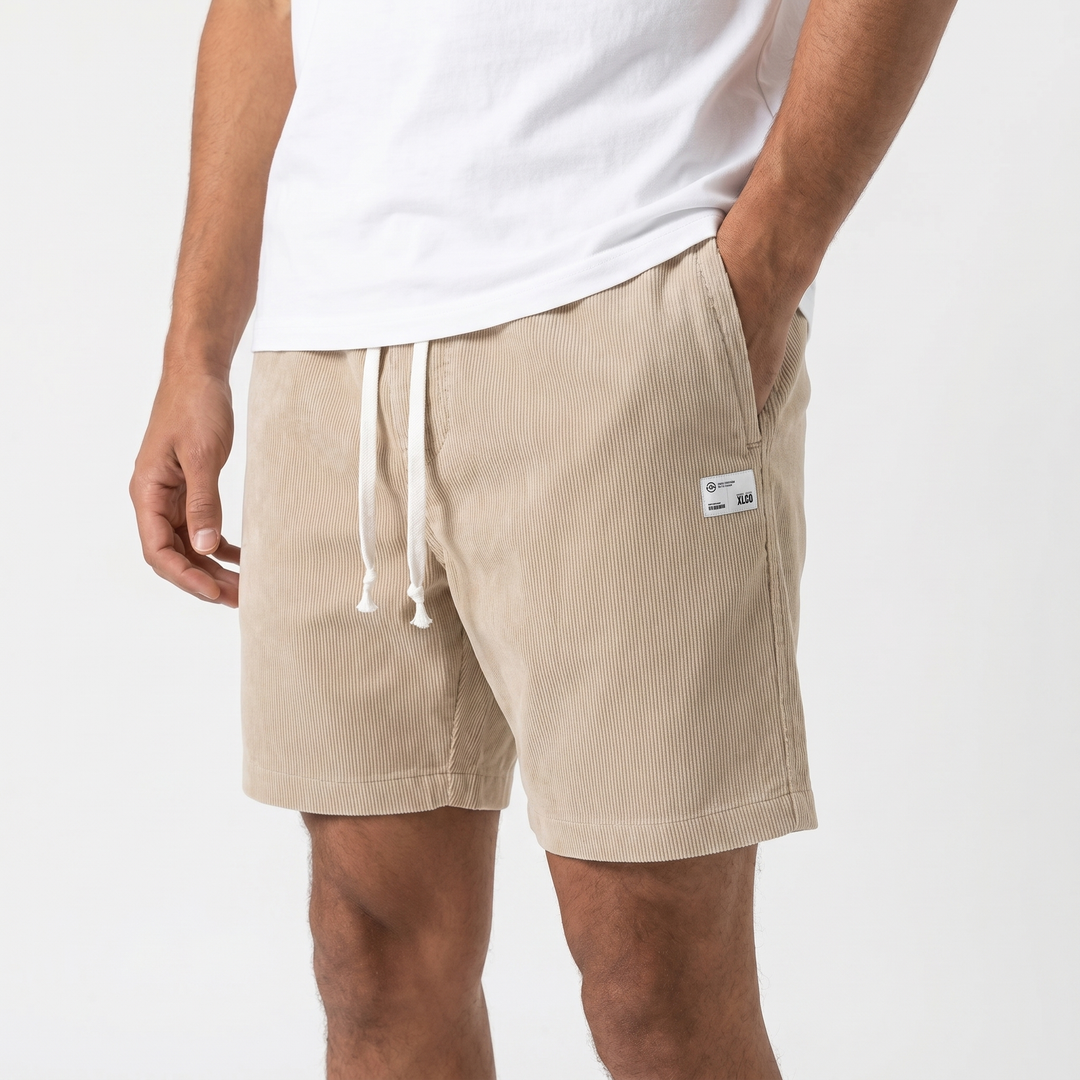 Mens Corduroy Shorts - Drawstring Casual Summer Cord Shorts