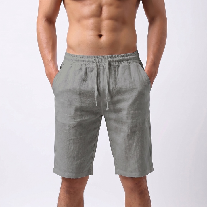 Mens Linen Shorts - Drawstring Casual Beach Summer Shorts