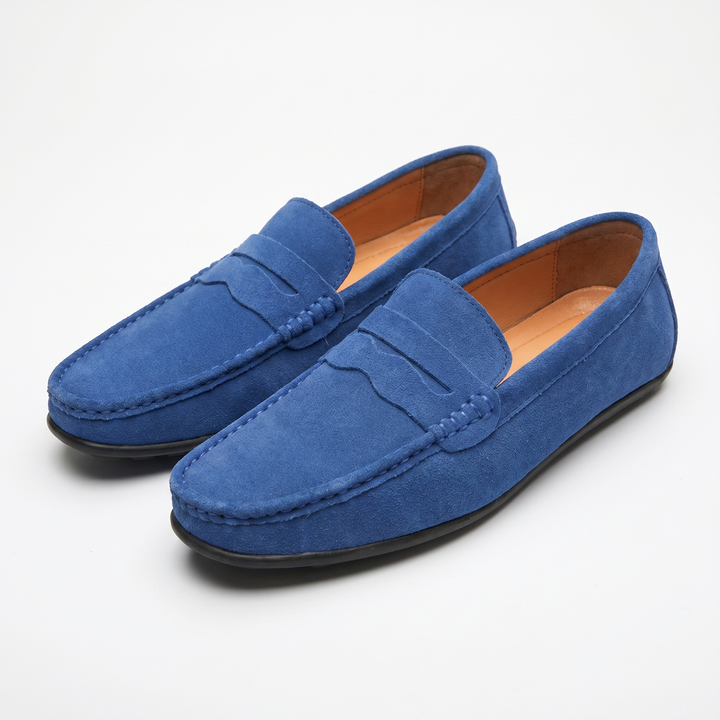 Mens Suede Penny Loafers - Slip On Driving Moccasins