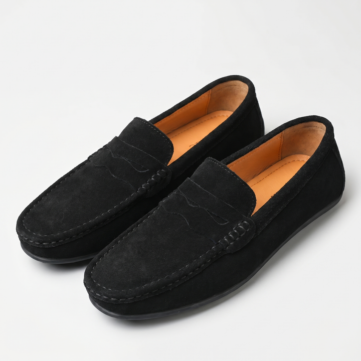 Mens Suede Penny Loafers - Slip On Driving Moccasins