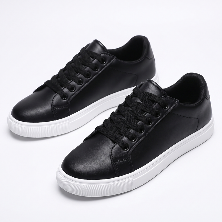 Mens White Sneakers - Lace Up Low Top Casual