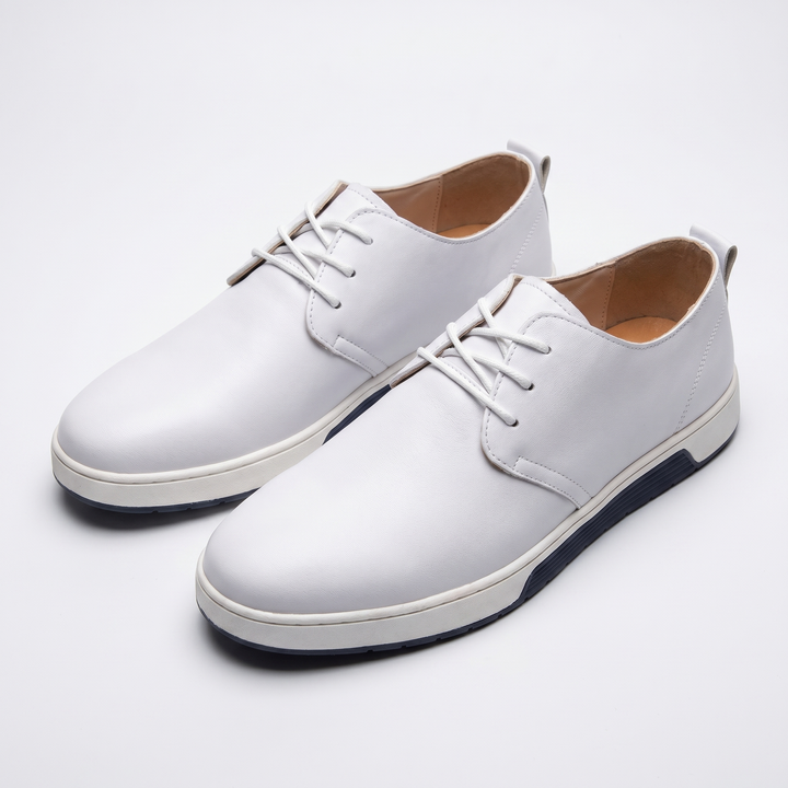 Mens Leather Derby Shoes - Casual Lace Up Sneaker Sole