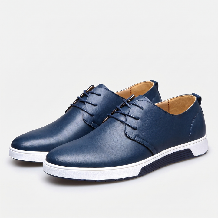 Mens Leather Derby Shoes - Casual Lace Up Sneaker Sole
