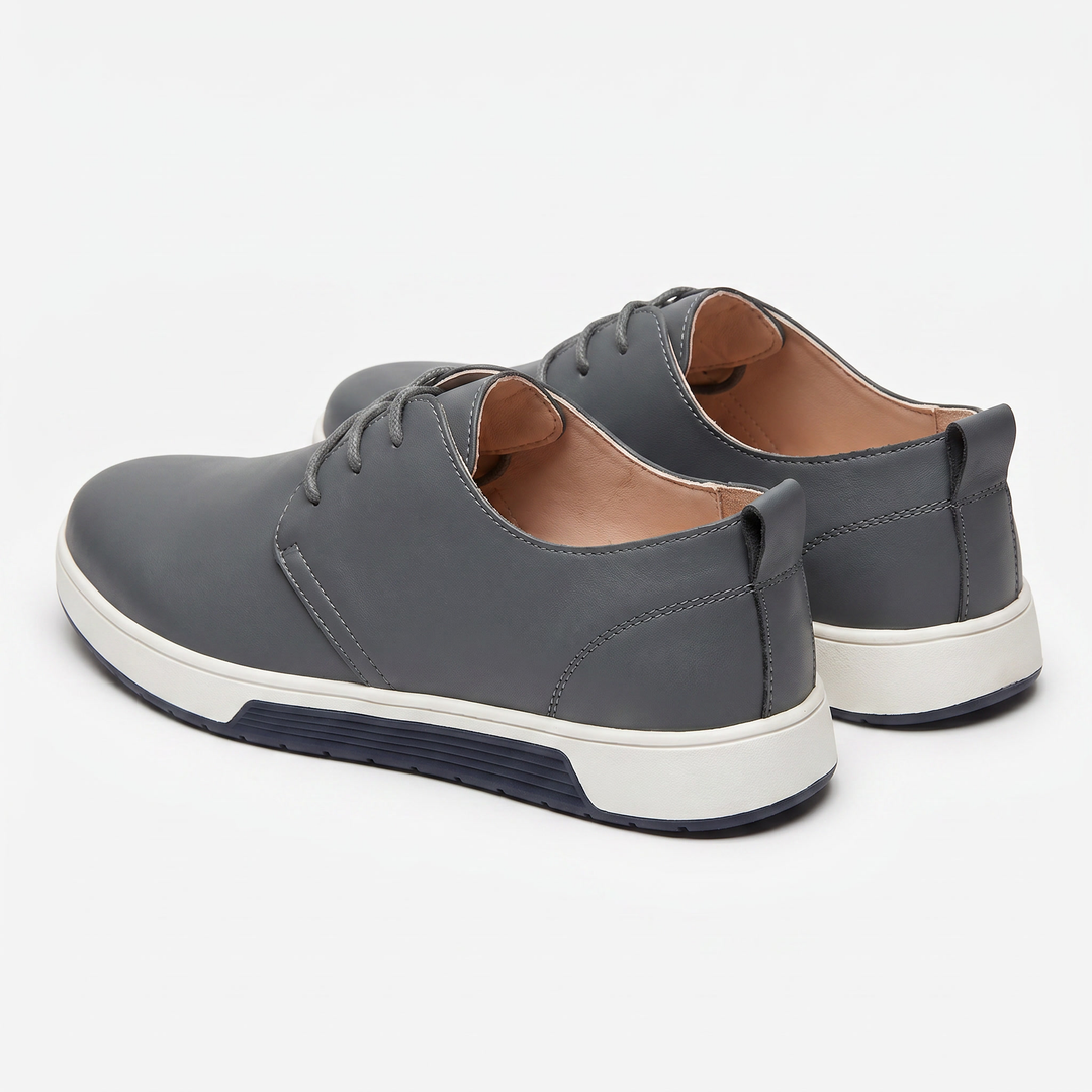 Mens Leather Derby Shoes - Casual Lace Up Sneaker Sole