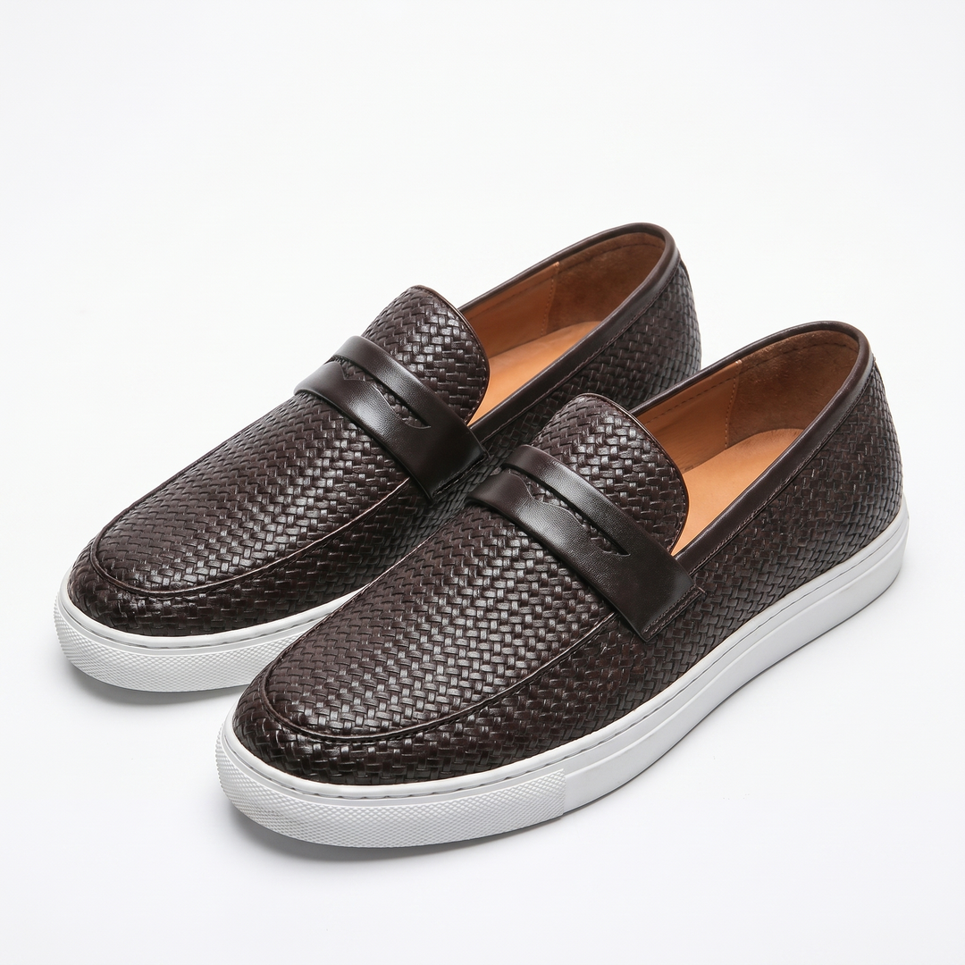 Mens Woven Penny Loafers - Slip On Sneaker Sole