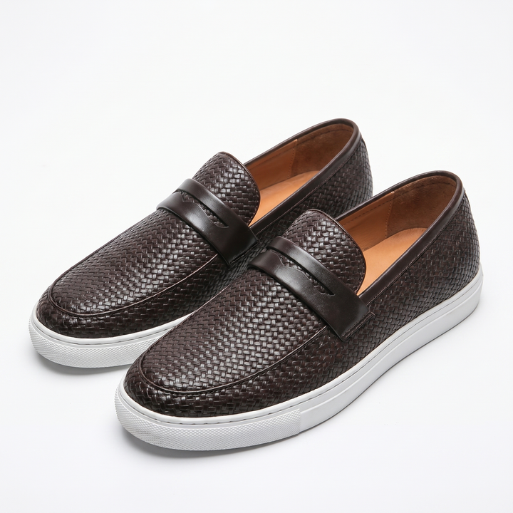 Mens Woven Penny Loafers - Slip On Sneaker Sole
