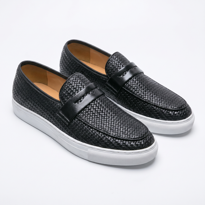 Mens Woven Penny Loafers - Slip On Sneaker Sole
