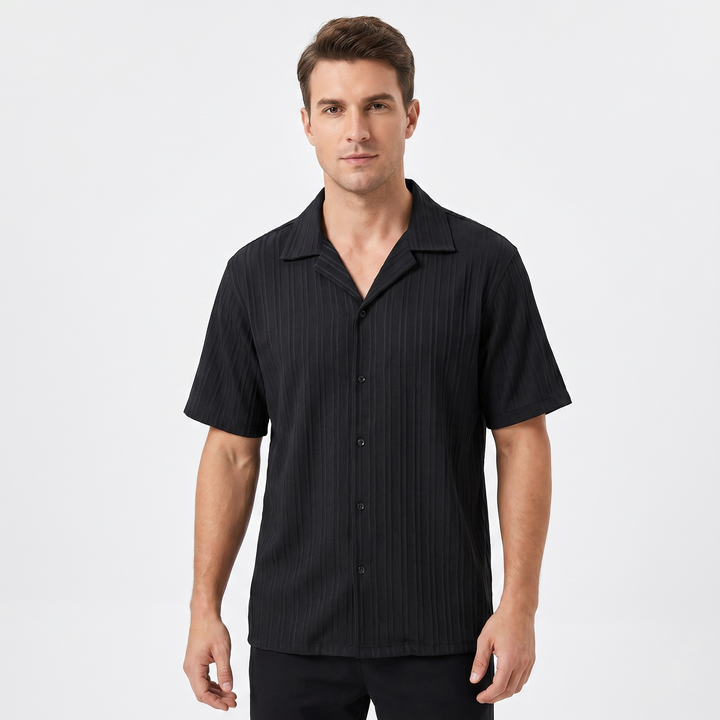 Camp Collar Shirt - Short Sleeve Ribbed Texture