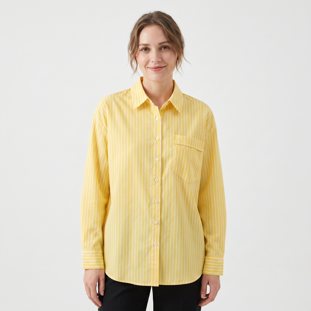 Striped Button Down Shirt - Oversized Long Sleeve