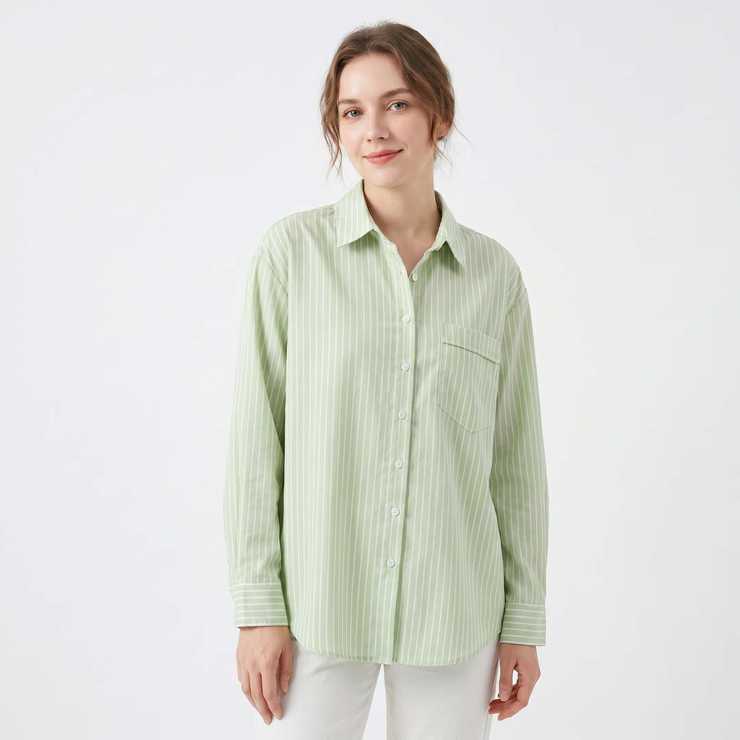 Striped Button Down Shirt - Oversized Long Sleeve