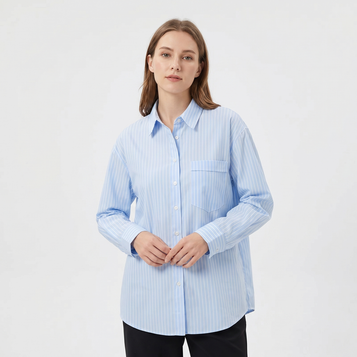 Striped Button Down Shirt - Oversized Long Sleeve