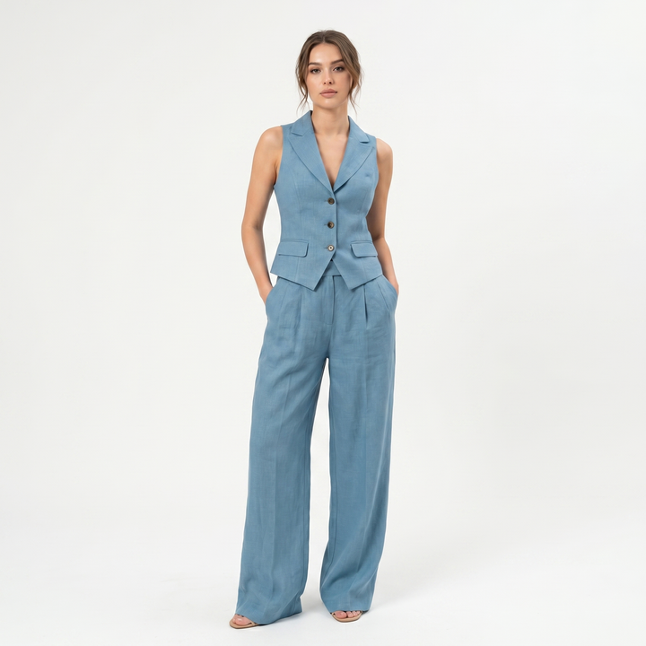 Waistcoat Set - Tailored Vest and Wide Leg Trousers