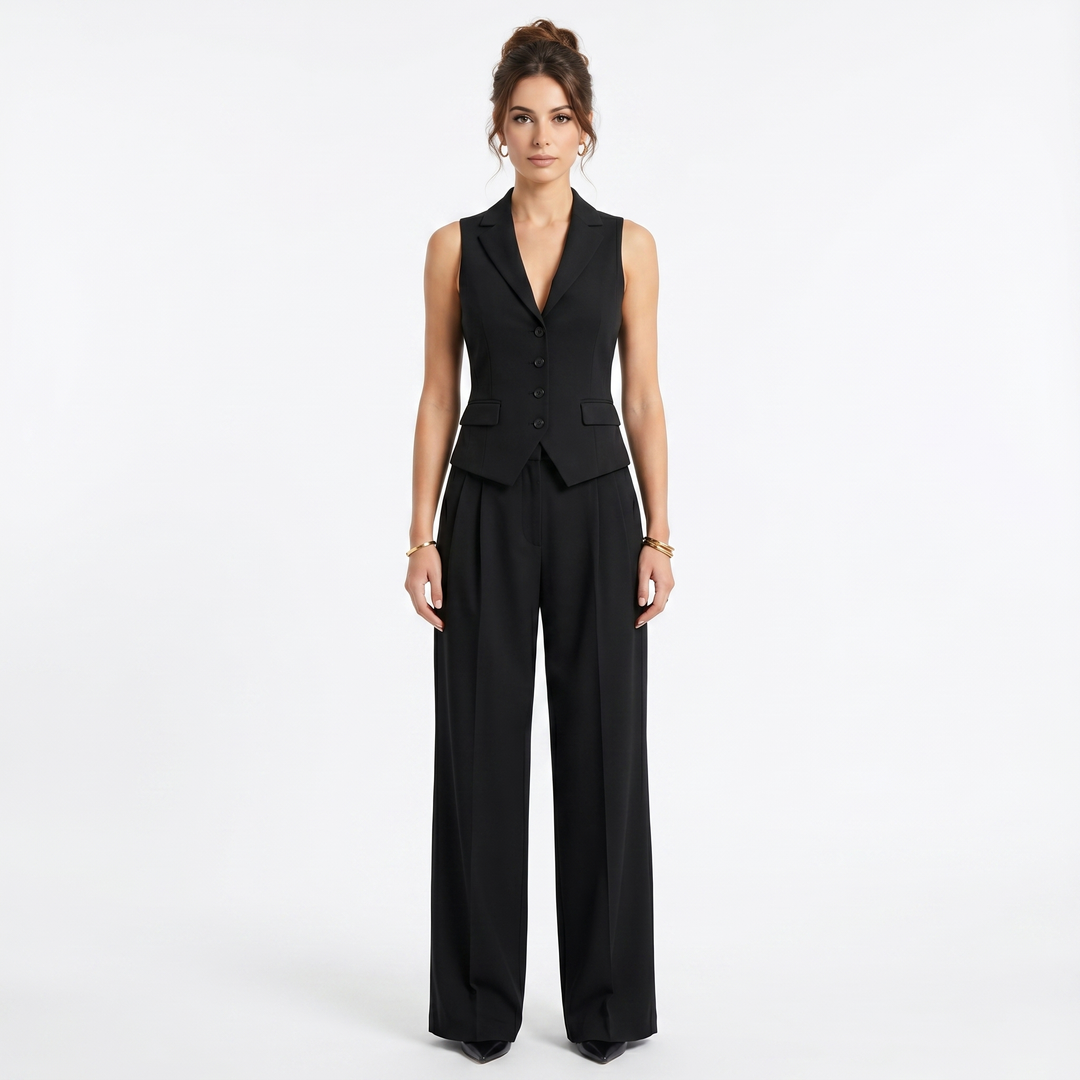 Waistcoat Set - Tailored Vest and Wide Leg Trousers