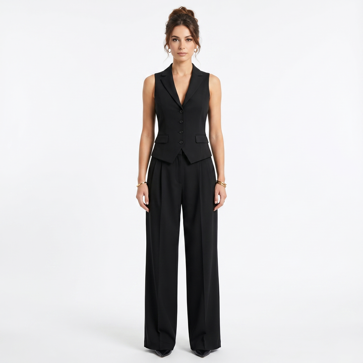 Waistcoat Set - Tailored Vest and Wide Leg Trousers