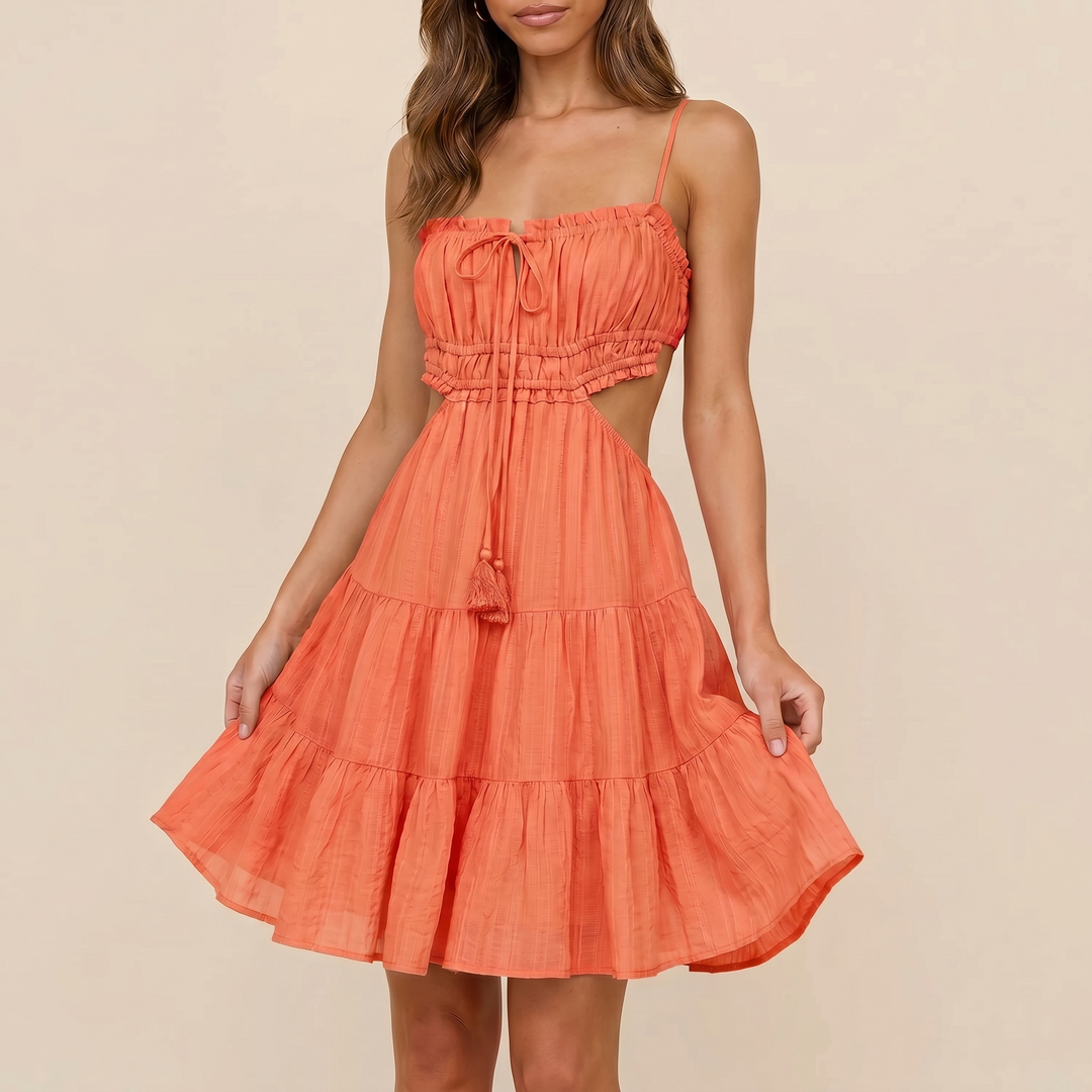 Cami Mini Dress - Cut Out Tiered Ruffle