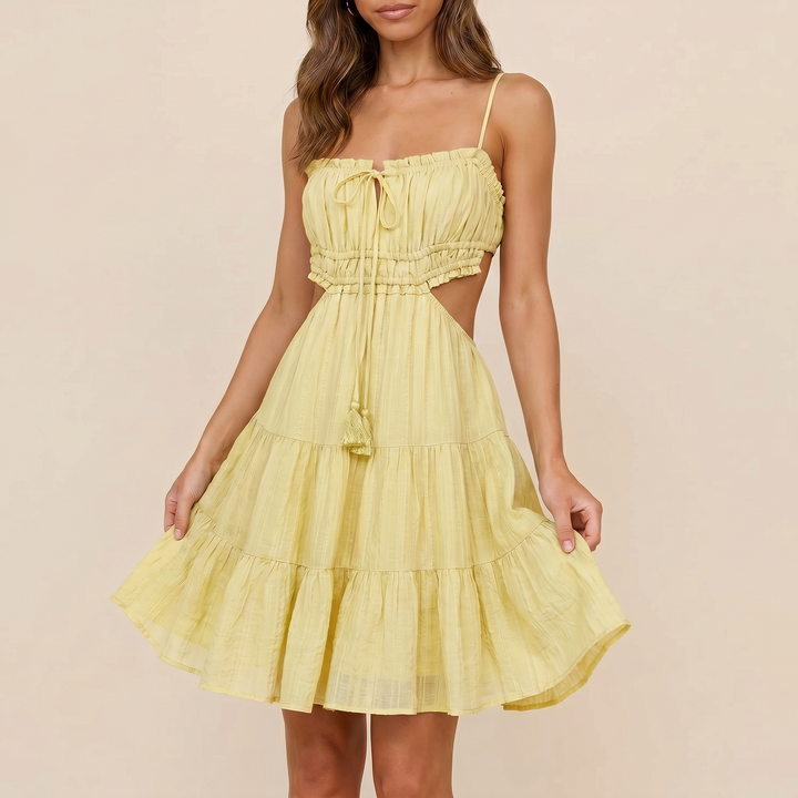Cami Mini Dress - Cut Out Tiered Ruffle