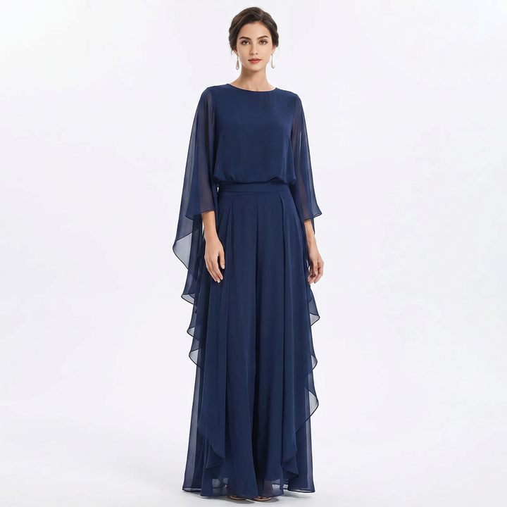 Cape Sleeve Set - Flowy Top and Wide Leg Pants
