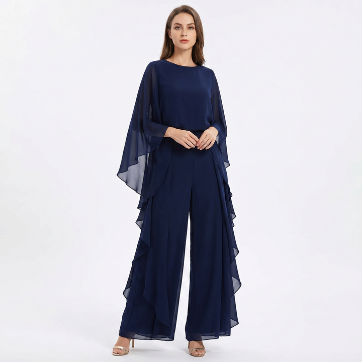 Cape Sleeve Set - Flowy Top and Wide Leg Pants
