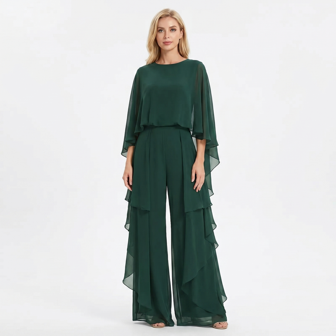Cape Sleeve Set - Flowy Top and Wide Leg Pants